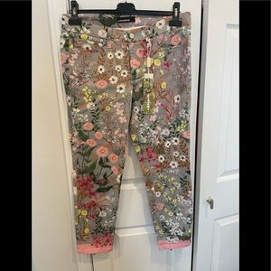 Cambio pink floral jeans